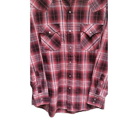 Ely Cattleman Shirt Mens M Red Plaid Pearl Snap Western Cowboy Long Sleeve - Picture 3 of 8